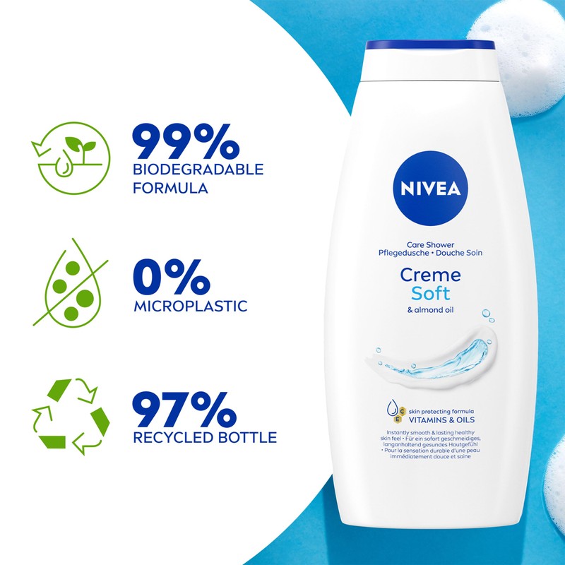 NIVEA Care Shower Creme Soft (750 ml), Caring Body Wash