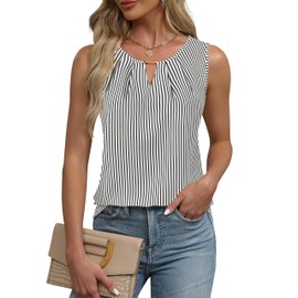 Blooming Jelly Womens Summer Tank Top Sleeveless Business Casual Top Basic Loose Dressy Blouse Clothes 2025 (L, Stripe)