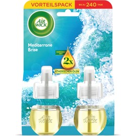 Air Wick Duftstecker Nachfüller DUO – Duft: Mediterrane Brise – Frischer Raumduft für die Steckdose – 2x 19ml Duftölflakon-Nachfüller