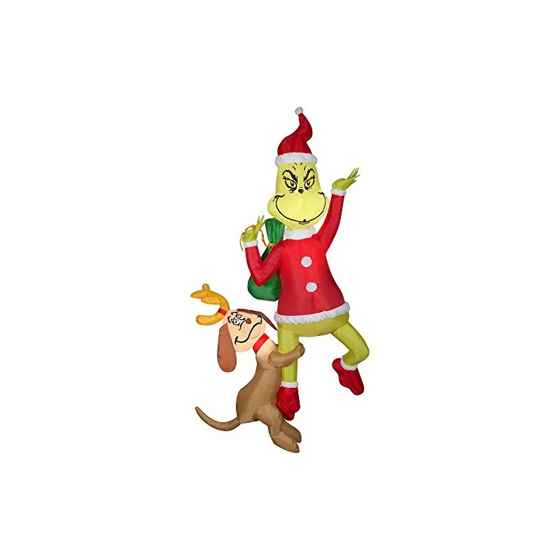 Gemmy 6ft Airblown Inflatable Hanging Grinch w/Max-Grinch