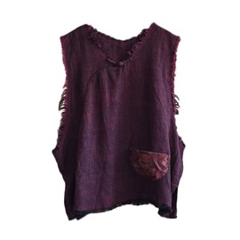 NFYM Women Hippie Clothes Distressed Hem Sleeveless Tank Crop Pullover Tops Vintage Vest (as1, alpha, one_size, regular, regular, Purple Red)