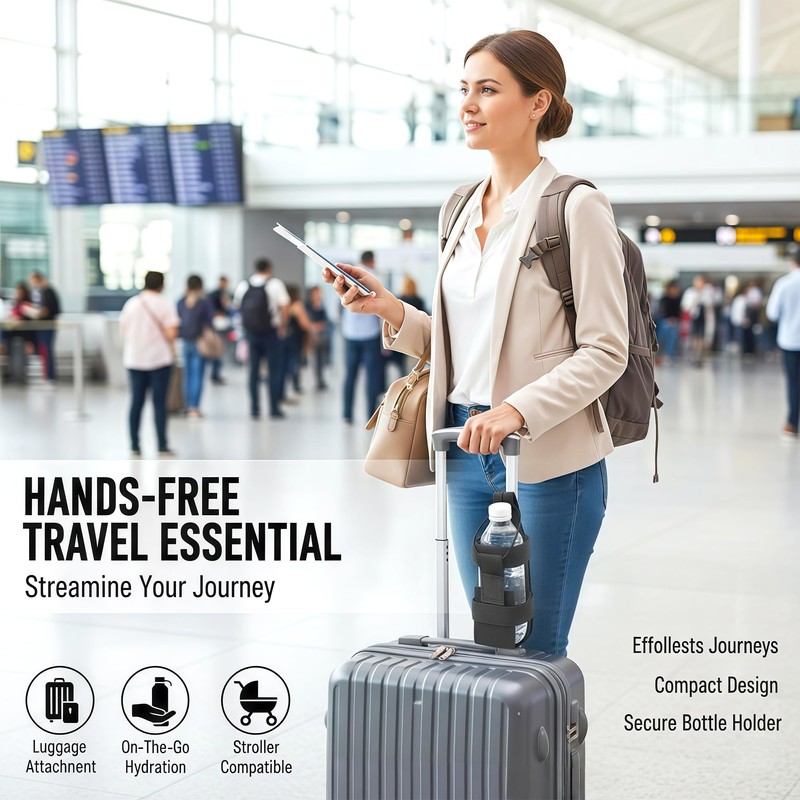 HannaFires Travel Water Bottle Holder – Luggage Suitcase Hand-Held, Backpack