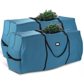 Hearth & Harbor 7.5 ft Christmas Tree Storage Bag - Artificial Christmas Tree Bag with Reinforced Handles, Dual Zipper, Wide Opening - Large Storage Container for Trees and Decorations, 2 Piece set