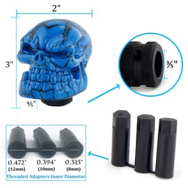 Thruifo Skeleton Car Gear Shift Stick Handle, Big Skull MT Shifter Knob Fit Most Automatic Manual Transmissions, Blue