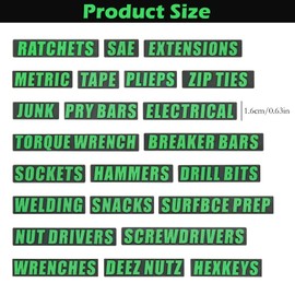 Toolbox Drawer Labels, 3D Labels for Magnetic Tool Organisers, Reusable, Easy to Read Badge Stickers, Accessories, Fits All Toolbox Drawers