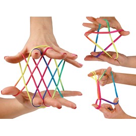 JA-RU Cats Cradle String Game Fingers Fun (Pack of 24) with 1 Collectable Bouncy Ball Family Hand Games for Kids. Finger Rope Toy. 736-24p