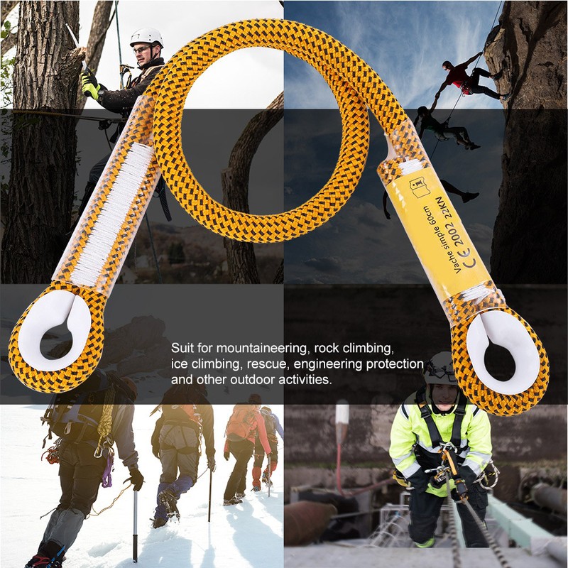 60/120/150cm Outdoor Survival Climbing Safety Rope with Ring Bearing(Yellow 60cm)