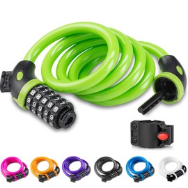 Opaza Bike Lock with 5-Digit Code, 1.2 m/4 ft Bicycle Lock Combination Cable Lock Lightweight & Security Bike Chain Lock for Bicycle, Mountain Bike, Scooter (Green)