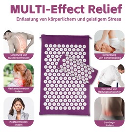 Acupressure Mat Acupressure Set Acupressure Mat with Cushion Nail Mat Flower Field Mat Needle Mat Needle Board Yantra Mat Prana Mat Acupuncture Mat, Purple