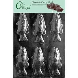 Cybrtrayd N053 Bass Fish Bars Chocolate Candy Mold with Exclusive Cybrtrayd Copyrighted Chocolate Molding Instructions