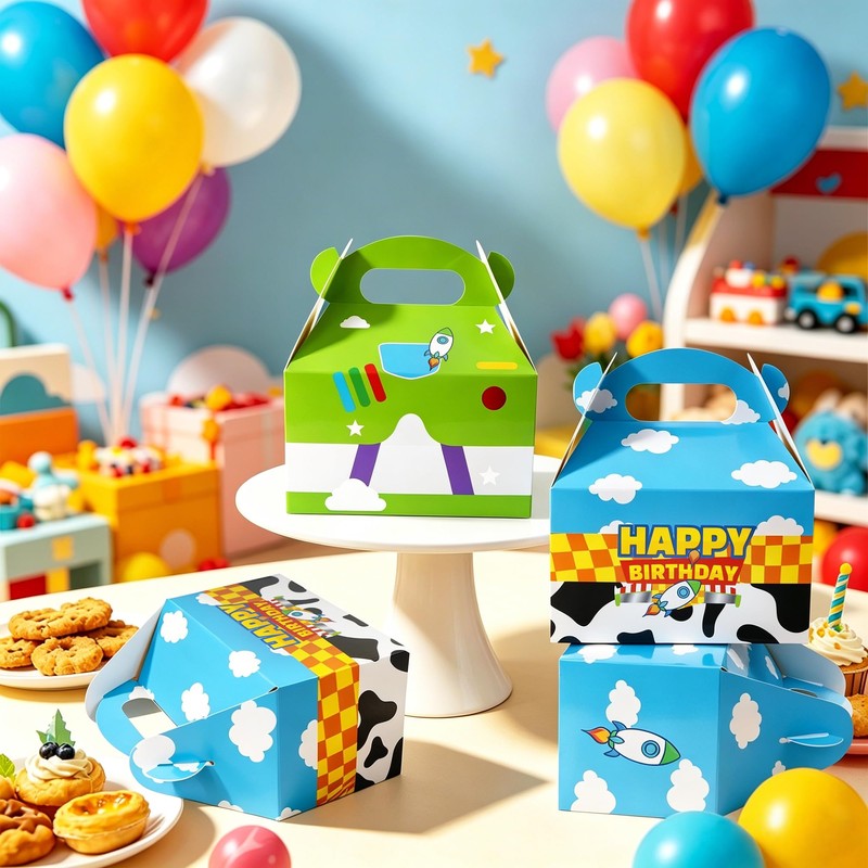 CHENRINDECO 15 Pack Cartoon Story Party Boxes Cookie Treat Boxes
