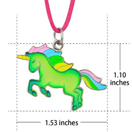 FUN JEWELS Fairy Tale Cute Unicorn Pendant Color Change Chunky Mood Necklace With Glitter Gift For Girls