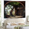 NYZE Library Tapestry Wall Haning, Magic School Bookshelf Tapestry Study