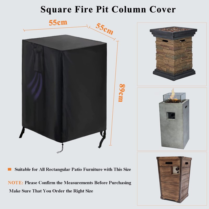 Onlyme Fire Pit Cover Fire Table Cover Square, Outdoor Propane
