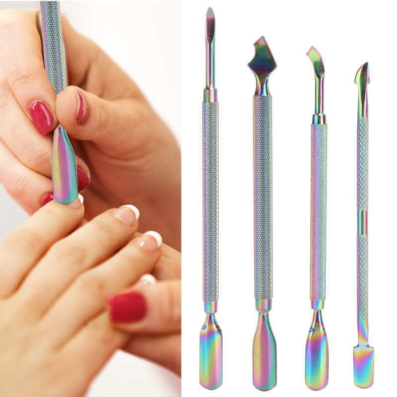 4pcs Stainless Steel Nail Cuticle Pusher Cuticle Trimmer Remover Set