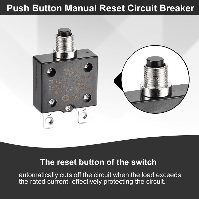 DMiotech 40A Thermal Circuit Breaker 125/250V AC 50V DC 50/60Hz