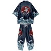 DOSLAVIDA Men's Japanese Kimono Jacket Set Stylish Open Front Coat