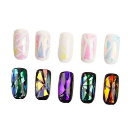 Housoutil 10pcs Holographic Nail Art Foil Stencil Multi-Colored Broken Glass Effect for Unique Manicure Designs Easy to Apply for Stunning Nail Art