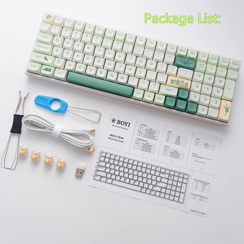 BOYI TK96 96% RGB Hot Swappable Triple Mode Keyboard,2.4Ghz/BT 5.0/Wired