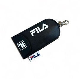 [K-PARTS] FILA School Bag Key Case with Reel for Kids, Key Case, For Boys and Girls, Fila Key Case with Reel Keycase, Stylish, Black, White, Security Cover, School Bag, Stretchable, Key Case, For