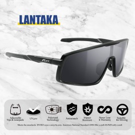 Flux LANTAKA Polarized Sunglasses for Men and Women UV400 Protection, Anti-Slip, Lightweight (Matte Black, Silver)