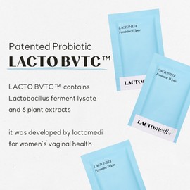 LACTOMEDI Feminine Wipes | Unscented Feminine Wipes | Individually Wrapped | pH-Balanced Feminine Wipes | Flushable Wipes for Sensitive Skin | 1Box x 15pcs