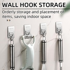 LuyaVogue Adhesive Wall Hooks for Hanging Hooks for Walls No Damage, Towel Sticky 304 Silver Hooks, Waterproof, Home, Bathroom, Kitchen, Office, and Outdoor, 5 Pack (5pcs-Adhesive Sticker sty)