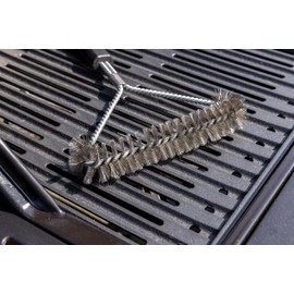 BBQ Buddy Grid Brush - Compact 30cm Grill Brush for Stainless Steel Grates - Wide Head BBQ Grill Cleaning Brush & BBQ Cleaning Tool for Outdoor Grills with Heavy Duty Barbecue Brush Wire Bristles