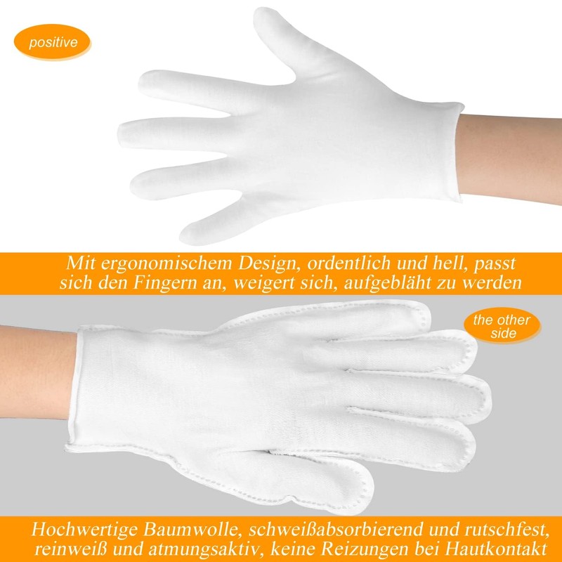 10 Pairs Cotton Gloves for Eczema, White Cotton Eczema Gloves