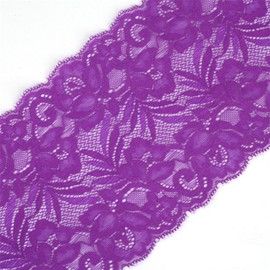5 Yards Floral Lace Ribbon Stretch Tulle Lace Trim Elastic Webbing Fabric for DIY Jewelry Making Craft Clothes Accessories Gift Wrapping Wedding Party Decoration (Dark Violet)