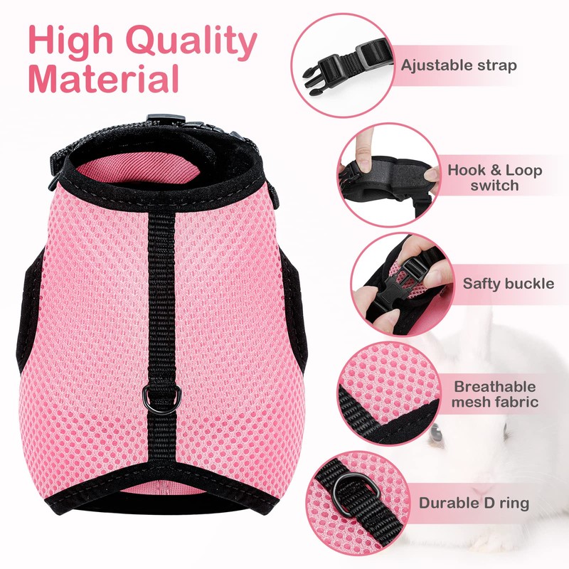 PETTOM Bunny Rabbit Guinea Pig Harness Stretchy Elastic Leash Cute