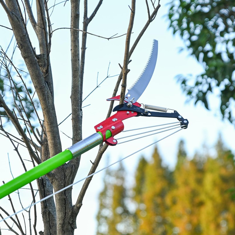 Grefinity 27FT Manual Pole Saw, Tree Branch Trimmer with 8-Section