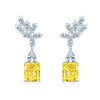Dangle Earrings for Women, Sterling Silver Earring Oval Yellow Cubic