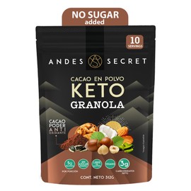 Andes Secret Cacao Granola - Almonds, Walnuts & Hazelnuts - Keto High Protein Granola with No Sugar, Grain & Gluten Free - 11 oz (1 Pack)