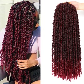 8Packs/Lot 20Inch Pretwisted Passion Twist Crochet Hair Prelooped Passion Twist Hair Curly Crochet Hair Extensions for Black Women Wate Wave Crochet Braids Hair (20 Inch (Pack of 8), #1B/bug)