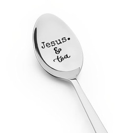 Jesus and Tea Spoon Catholic Easter Gifts for Men Women Religious Spoons Gifts for Tea Lover Gifts for Grandma Grandpa Christian Gifts for Godmother Godfather