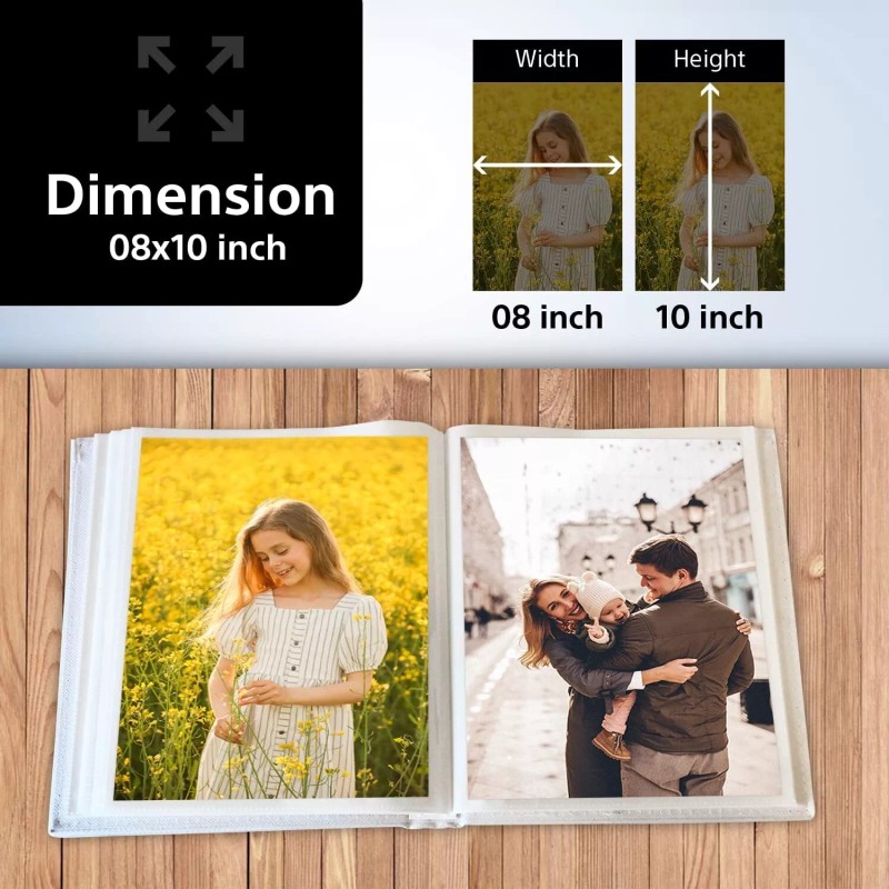 worldus WEDDING PHOTO ALBUM 8X10 SLIP IN POCKETS, HOLDS 52