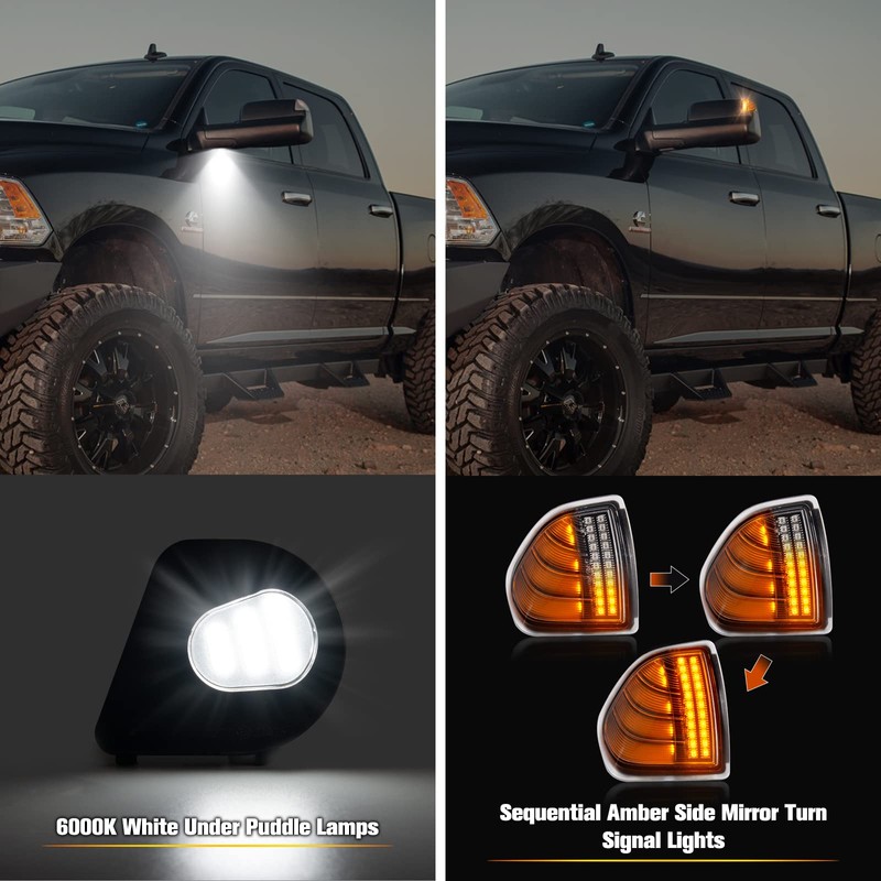 Gempro 4PCS LED Side Mirror Turn Signals Lights Puddle Lamps