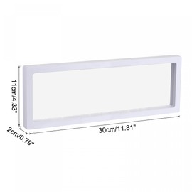 sourcing map Floating Thin Film Display Box, ABS Frame Display Case Holder 30cm x 11cm x 2cm White for Ring Necklace Bracelet Earring Pack of 2