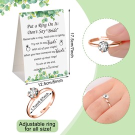 Put a Ring on It Bridal Shower Game with 50 Fake Rings, Rustic Greenery Theme Wedding Shower Games Wedding and Engagement Rings and Not Say Bride Rules Cards (Rose Gold, Leaves)