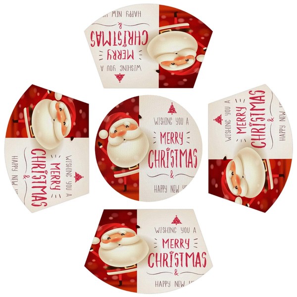 Santa Claus Merry Christmas PVC Placemats for Round Table Place
