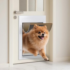 Qeelko Medium Metal Dog Door 11 ¼ ”x 15 ¾” Doggie Door Easy to Install Dog Door with 2 Lock Durable Aluminum Frame for Door, Wall & Screen, Pet Door for Cats and Mid-Sized Dogs