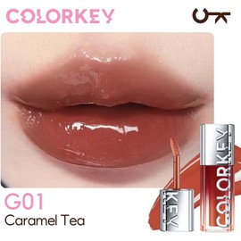 COLORKEY- Brillo de labios 3D Plump Oil, acabado de alto brillo, tinte de labios, hidratante, no pegajoso, transparente y natural, Gl