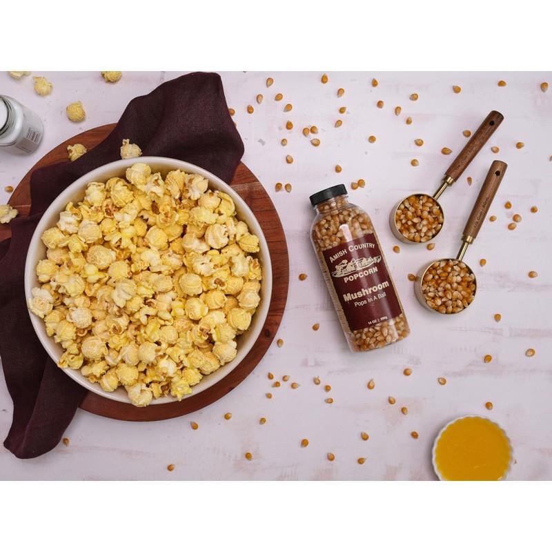 Amish Country Popcorn | 2-14 oz Bottles | Mushroom Popcorn