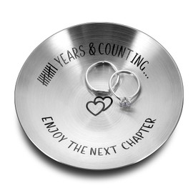 11th Anniversary Steel Gifts for Her Him, 11 Year Anniversary Engraved Ring Holder Jewelry Tray Key Tray Trinket Dish, 11th Wedding Anniversary Christmas Stocking Stuffers for Women Men Wife Husband