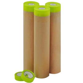 Pre-Taped Masking Paper for Painting，Paint Masking -24inchx 50feet Automotive Paint Masking Paper,Tape and Drape Painters Paper for Floor Protection,Wall Covering(Masking Paper:3rolls ,Tape:2rolls)