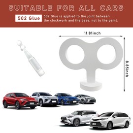 povtii Car Wind Up Key Sticker, 3D Clockwork Wind Up Key, Cute Sticker Wind Up Rolling Key for Car Back and Roof Decoration, Turn Key Clockwork Auto Exterior Sticker, Car Accessories (White)