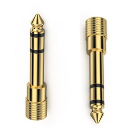 DWPVT 2 Pack Audio Adapter Head Gold Plated 6.35mm (1/4 Inch) Male To 3.5mm (1/8 Inch) Female, Audio Stereo TRS Converter Adapters, For Aux Cable, Guitar Amplifier, And Headphone