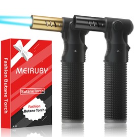 2 Pack Refillable Butane Torch Lighter with Adjustable Jet Flame, Portable Culinary Blow Torch for Kitchen Cooking, Baking, BBQ, Welding & Camping (Desserts, Soldering, Grilling) Black/Gold