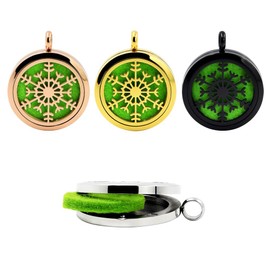 3Pcs Snowflake Aromatherapy Essential Oil Diffuser Pendant Stainless Steel Necklace Pendant with 21 Refill Pads
